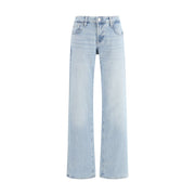 7FOR Light Blue Cotton Straight-Leg Jeans