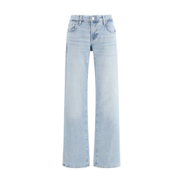 7FOR Light Blue Cotton Straight-Leg Jeans