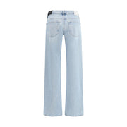 7FOR Light Blue Cotton Straight-Leg Jeans