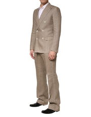 Dolce & Gabbana Beige Linen Double Breasted 2 Piece Men Suit