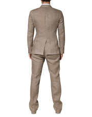 Dolce & Gabbana Beige Linen Double Breasted 2 Piece Men Suit