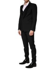 Dolce & Gabbana Black Wool Single Breasted 3 Piece Men Suit