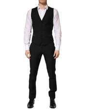 Dolce & Gabbana Black Wool Single Breasted 3 Piece Men Suit