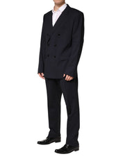 Dolce & Gabbana Blue Wool Double Breasted 2 Piece Men Suit