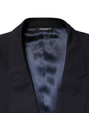 Dolce & Gabbana Blue Wool Double Breasted 2 Piece Men Suit