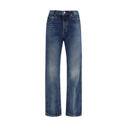 Khaite Blue Cotton High-Waisted Jean