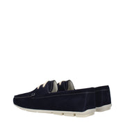Prada Blue Leather Slip-On Loafers
