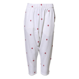 Department 5 White Floral Tapered High Waist Cropped Pants