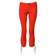 PLEIN SUD Red Mid Waist Skinny Cropped Trouser Jeans