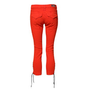 PLEIN SUD Red Mid Waist Skinny Cropped Trouser Jeans