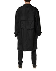 Dolce & Gabbana Black Pockets Collared Trench Coat Jacket