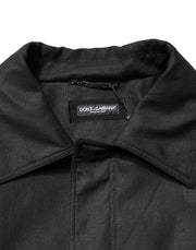 Dolce & Gabbana Black Pockets Collared Trench Coat Jacket