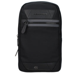 Piquadro Black Fabric Crossbody Bag