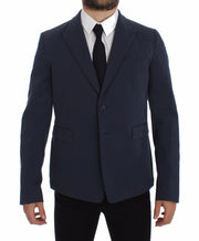 Dolce & Gabbana Blue Cotton Stretch Casual Blazer