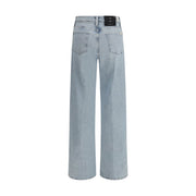 7FOR Light Blue Cotton Relaxed Fit Jeans
