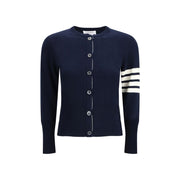 Thom Browne Blue Fleece Wool Cardigan
