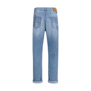 Brunello Cucinelli Light Blue Cotton Relaxed Fit Jeans